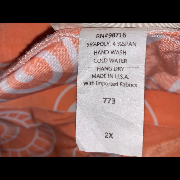 SEVEN KARAT 2X Cold Shoulder Plus Size Shirt summer  peach & white - Picture 6 of 9